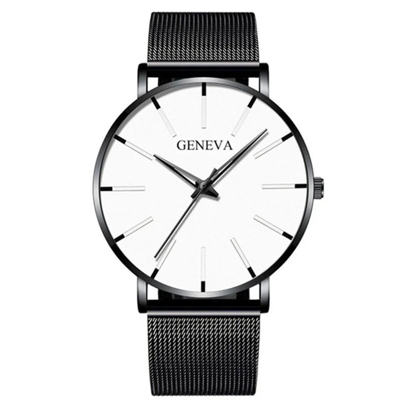wristnexo Men’s Geneva Quartz Watch – Classic Stainless Steel Elegant Design